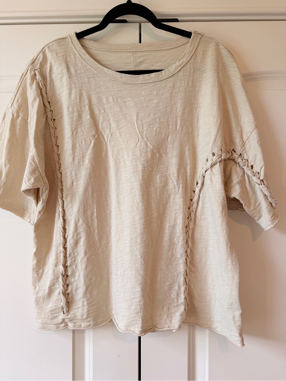 Women’s Cream Short-Sleeve braided Top
